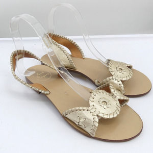 Jack Rogers Liliana Sling Back Leather Sandals Women's Size 8.5M Gold Metallic